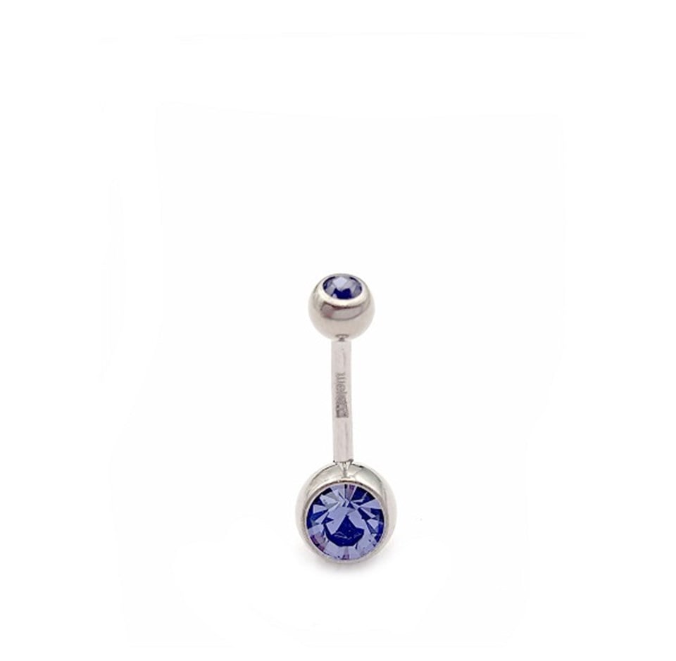 ​​Welch Titanyum Göbek Mor Taşlı Piercing