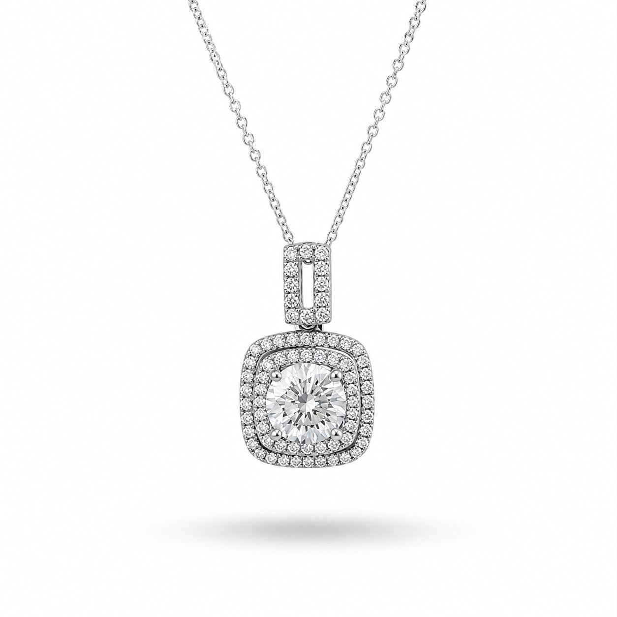 925 Ayar Gümüş 1 Karat Moissanite Taşlı Tektaş Kolye