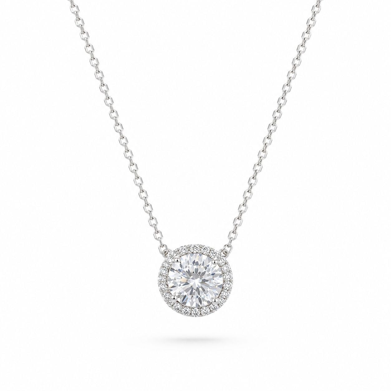 925 Ayar Gümüş 1 Karat Moissanite Taşlı Tektaş Kolye