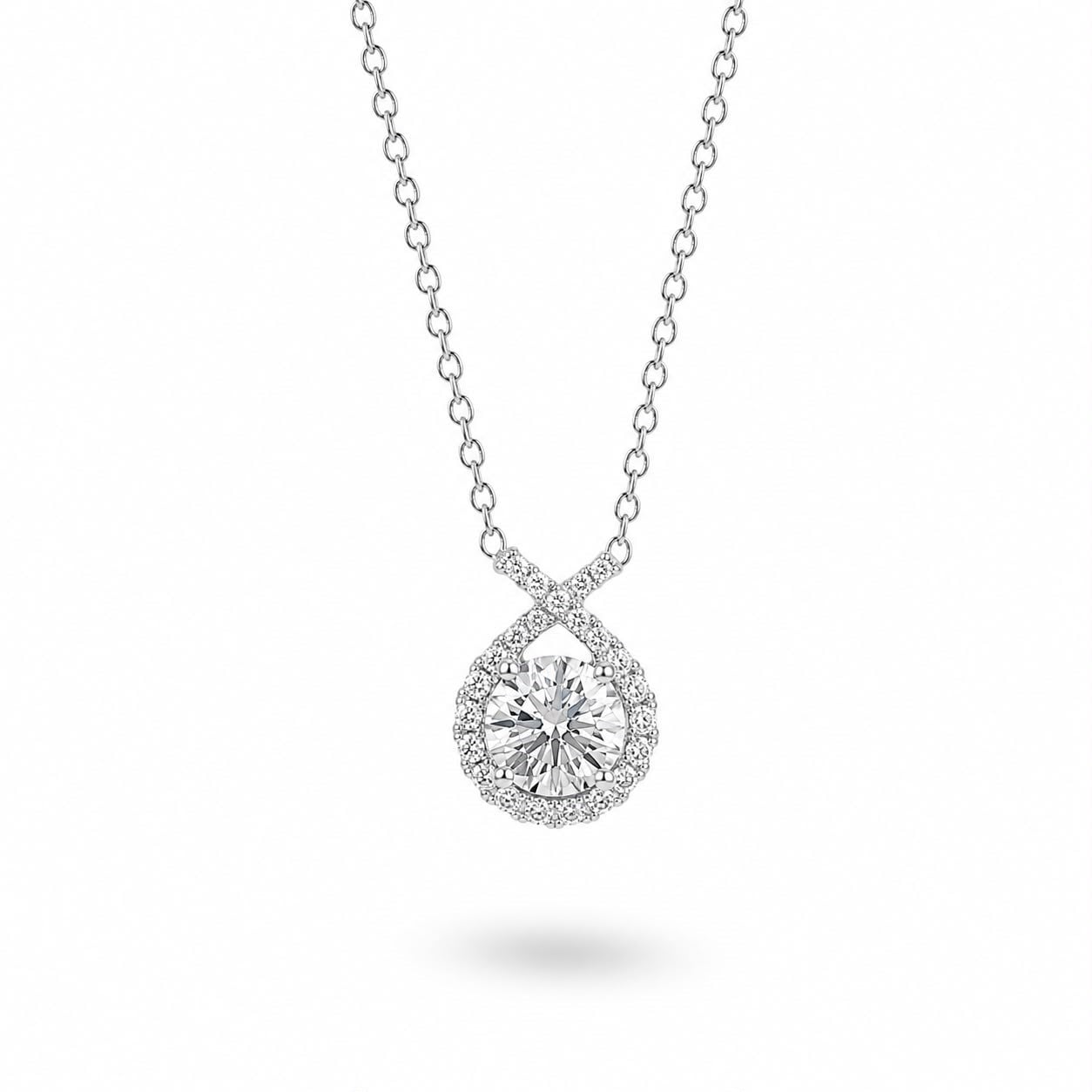 925 Ayar Gümüş 1 Karat Moissanite Taşlı Tektaş Kolye