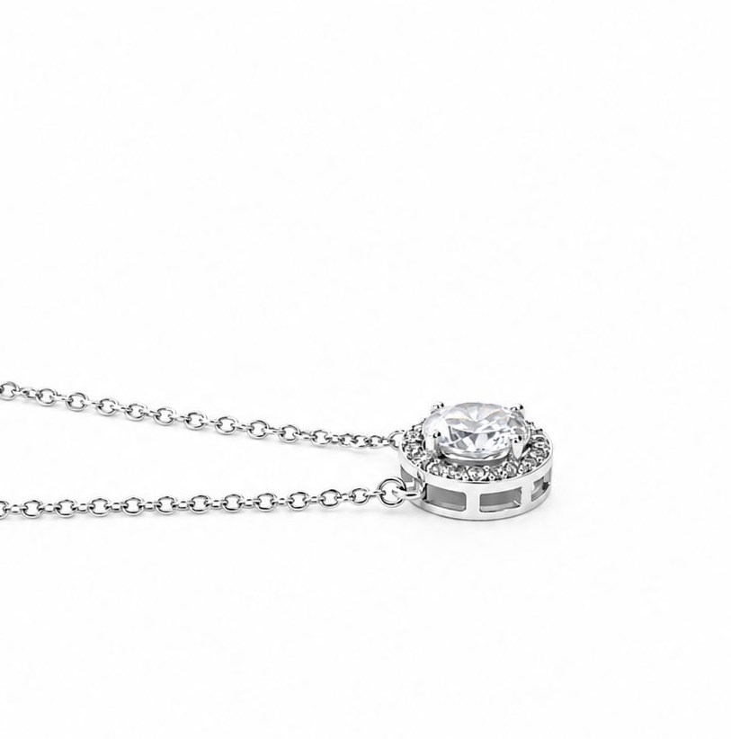 925 Ayar Gümüş 1 Karat Moissanite Taşlı Tektaş Kolye