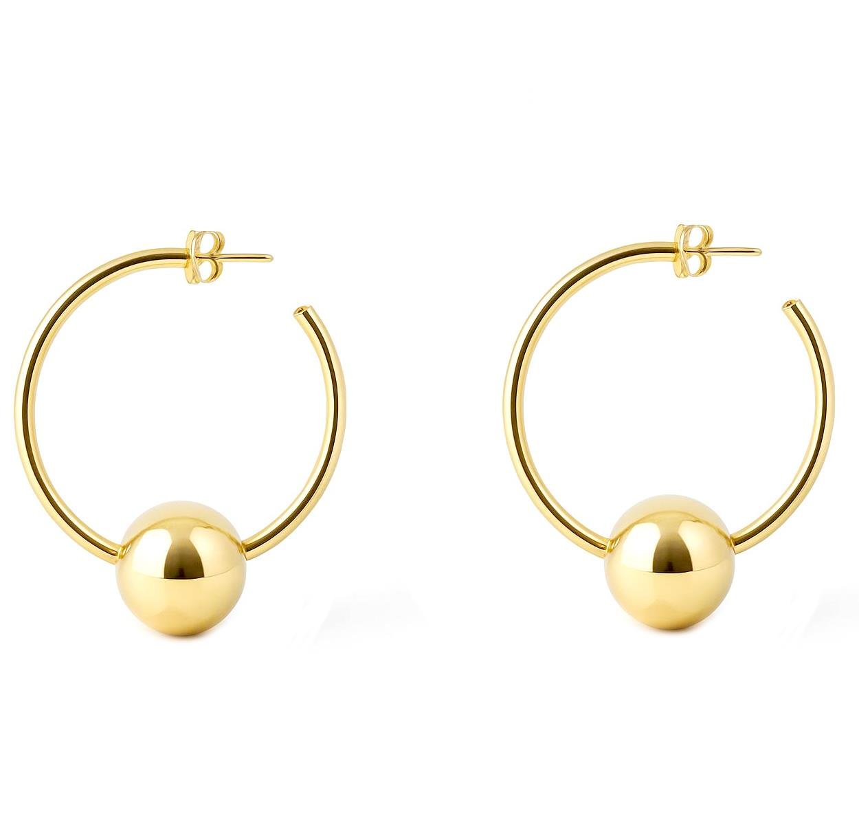 ​​​​​​​​​​​​​​Welch Altın Kaplama Yarım Halka Çelik Top Küpe