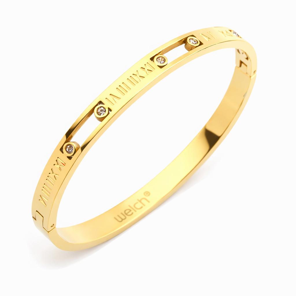 Welch Gold Taşlı Roma Rakamlı Kadın Çelik Bileklik Bileklik Modelleri ve Bileklik Fiyatları I WELCH 
