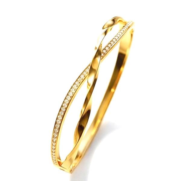 Welch Gold Taşlı Burgulu Kadın Çelik Bileklik Çelik Kadın Bileklik ve Tasarım Bileklik Modelleri - WELCH 