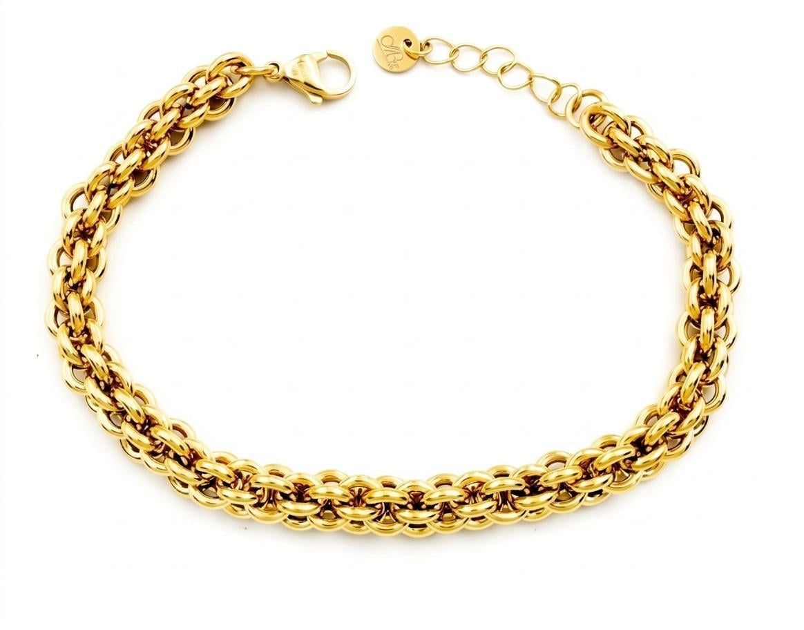 Welch Kalın Gold Zincir Kadın Çelik Bileklik Çelik Kadın Kolye, Bileklik, Küpe , Yüzük, Halhal  ve Piercing Modelleri- WELCH 