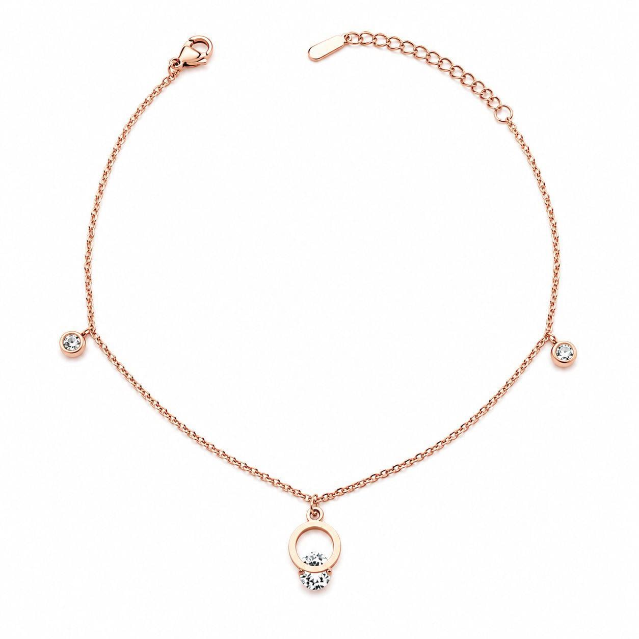 Welch Rose Çelik Zincir Taşlı Halhal Çelik Kadın Kolye, Bileklik, Küpe , Yüzük, Halhal  ve Piercing Modelleri- WELCH 