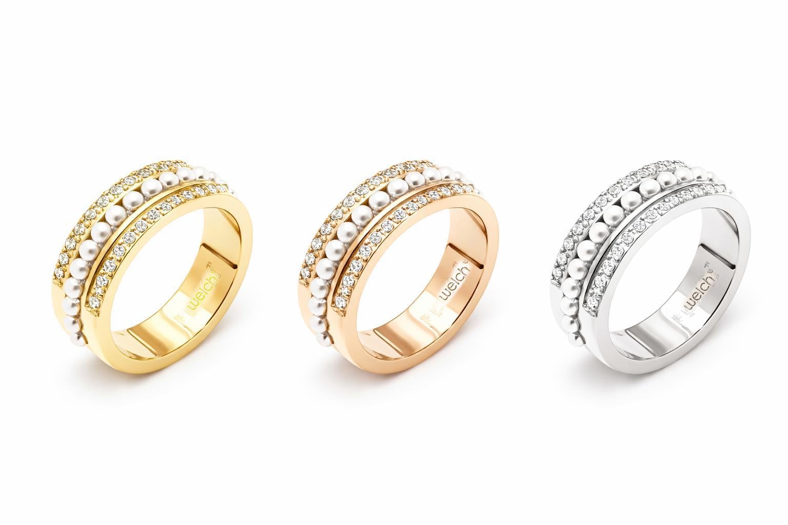 Welch Taşlı Çelik İncili Yüzük Çelik Kadın Kolye, Bileklik, Küpe , Yüzük, Halhal  ve Piercing Modelleri- WELCH 