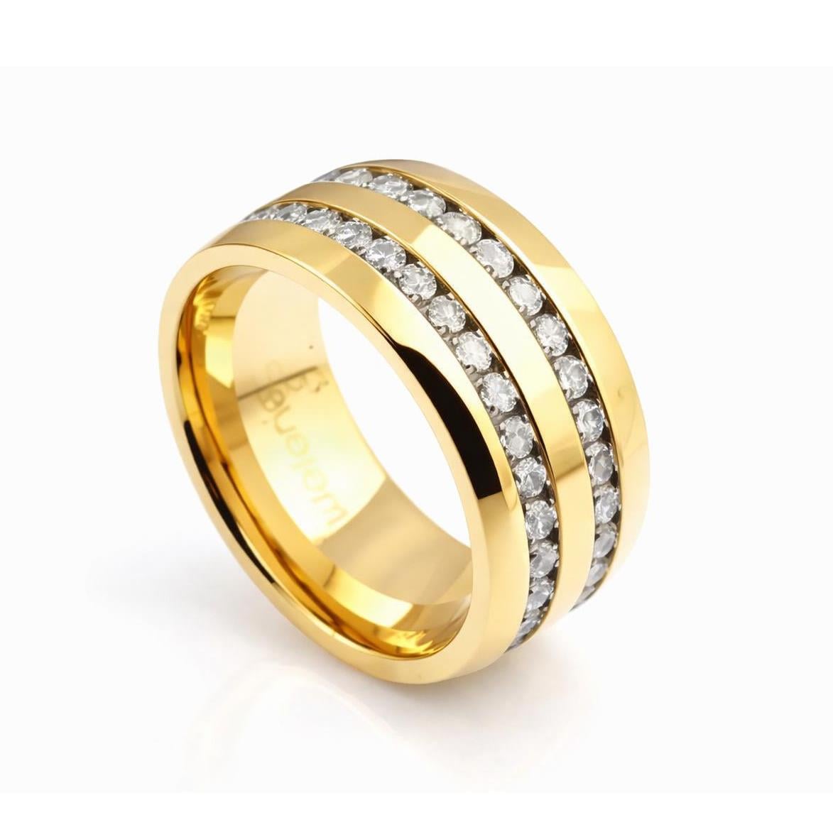 Welch Çift Sıra Taşlı Tamtur Kadın Çelik Yüzük Çelik Kadın Kolye, Bileklik, Küpe , Yüzük, Halhal  ve Piercing Modelleri- WELCH 