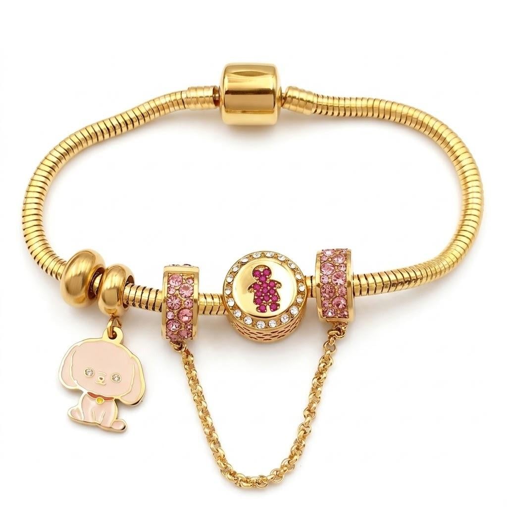 ​Welch Çelik Kız Çocuğu Ve Köpekli Charm Bileklik Çelik Kadın Kolye, Bileklik, Küpe , Yüzük, Halhal  ve Piercing Modelleri- WELCH 