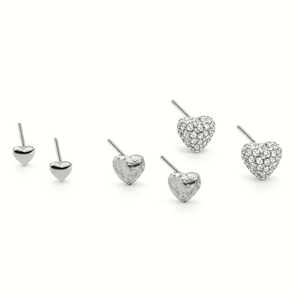 Welch Milano Kararmayan 925 Ayar Gümüş Kalpli Küpe Çelik Kadın Kolye, Bileklik, Küpe , Yüzük, Halhal  ve Piercing Modelleri- WELCH 