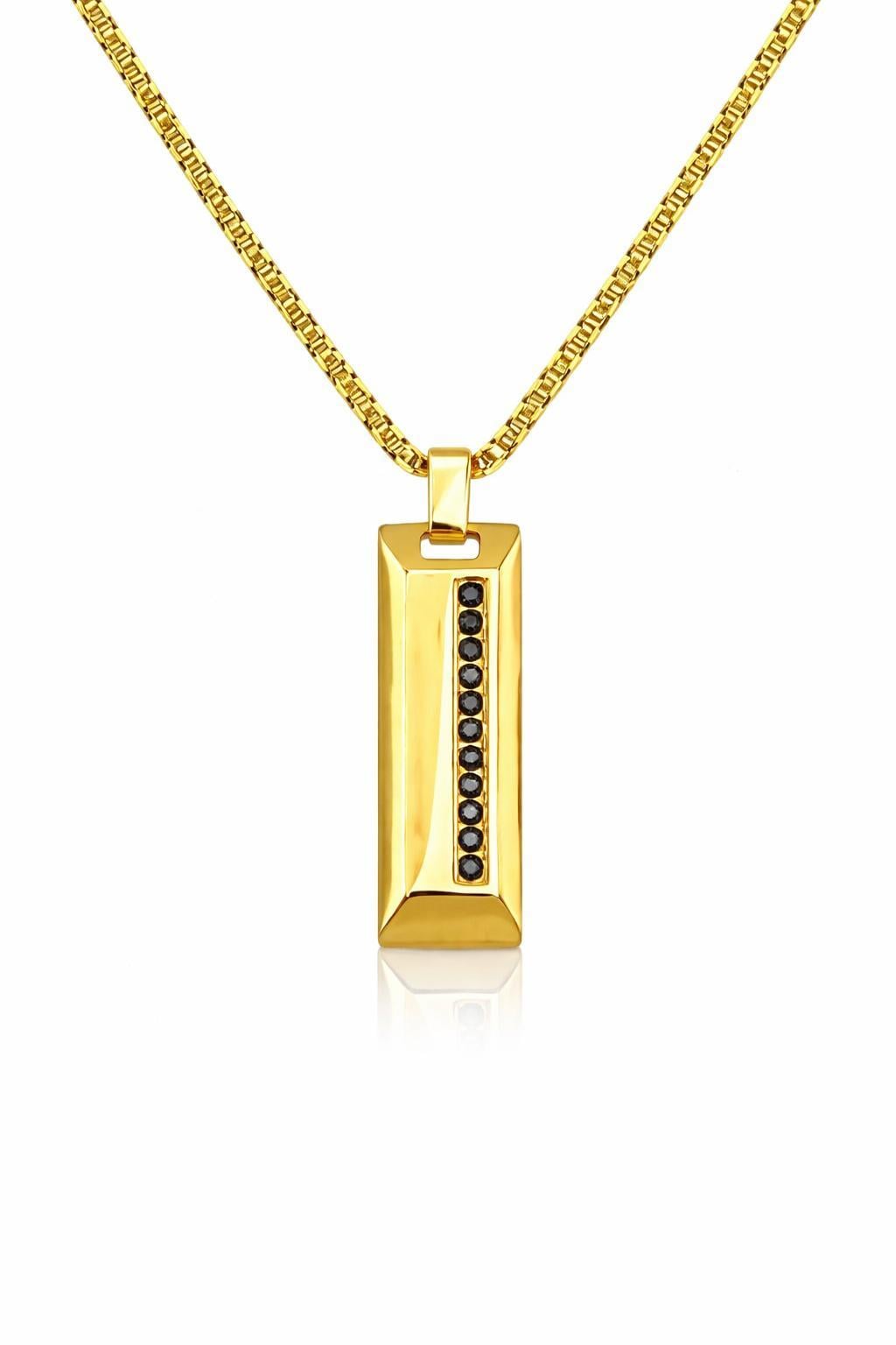 Welch Gold Çelik Taşlı Çubuk Kolye Erkek Çelik Kolye ve Erkek Kolye Modelleri - WELCH 
