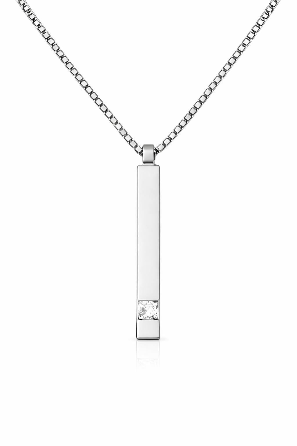 Welch Çelik Tek Taşlı Çubuk Kolye Erkek Çelik Kolye ve Erkek Kolye Modelleri - WELCH 