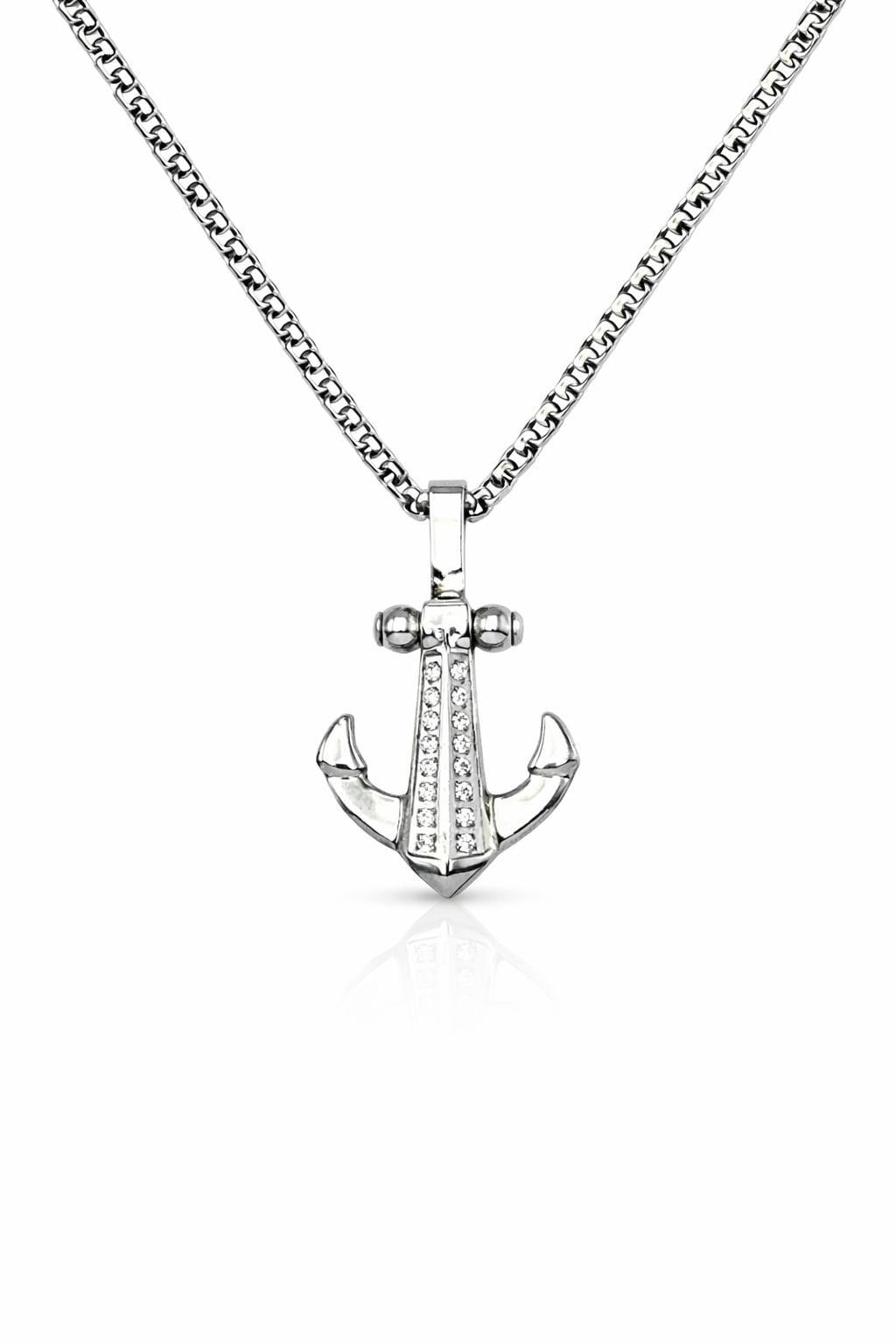 Welch Çelik Taşlı Çapa Kolye