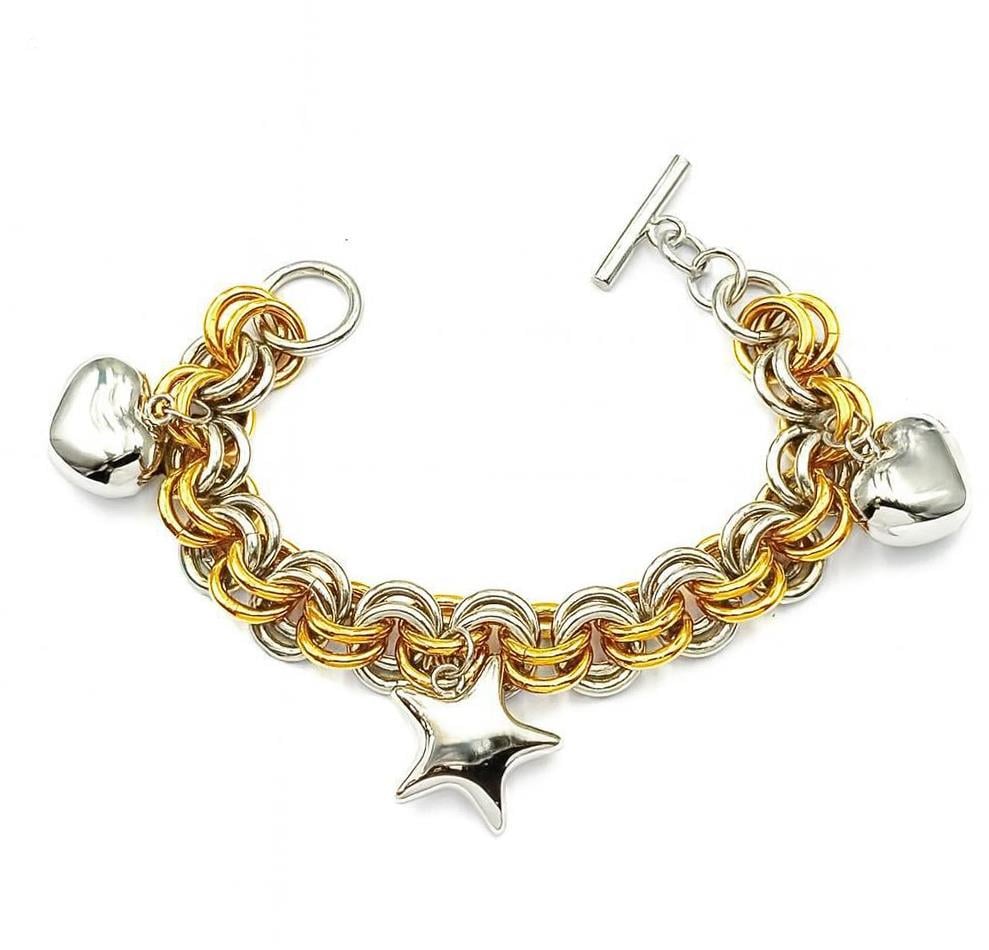 Welch Gold Çelik Yıldızlı Kalpli Charm Bileklik