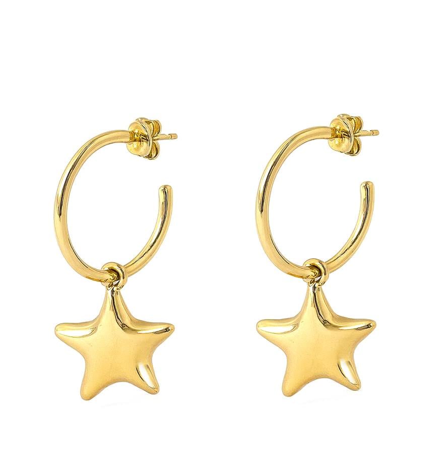 ​​​​​​​​​​​​​​Welch Altın Kaplama Halka Yıldız Çelik Küpe