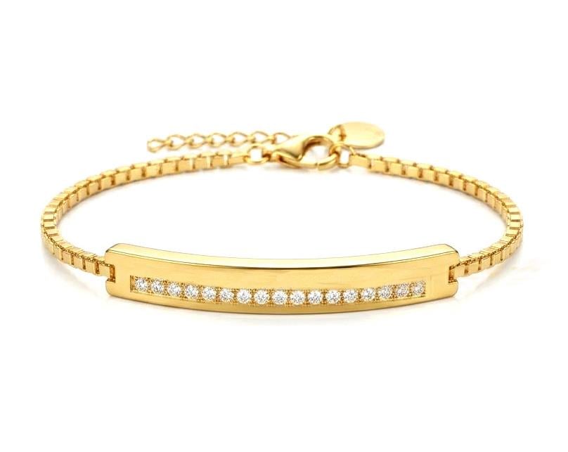 Welch Gold Taşlı Kadın Çelik Künye Bileklik Hediye Bileklik Modelleri ve Bileklik Fiyatları I WELCH 
