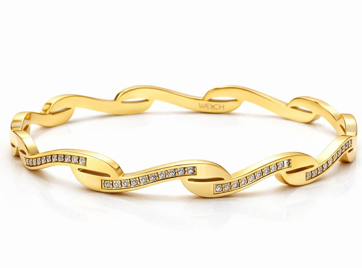 Welch Taşlı Gold Çelik Bileklik Hediye Bileklik Modelleri ve Bileklik Fiyatları - WELCH 