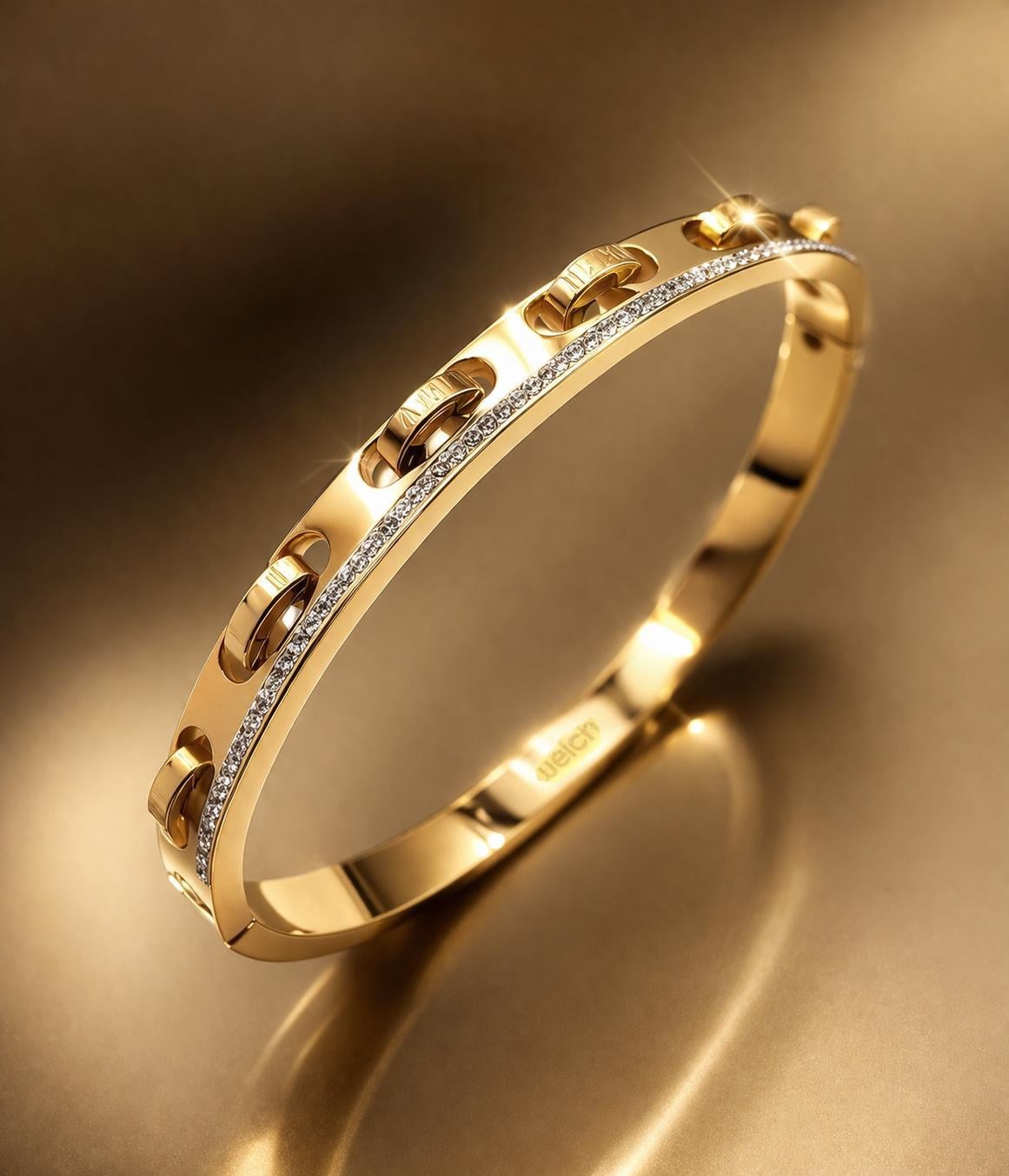 Welch Gold Roma Rakamlı Taşlı Kadın Çelik Bileklik Kadın Bileklik Modelleri ve Bileklik Fiyatları - WELCH 