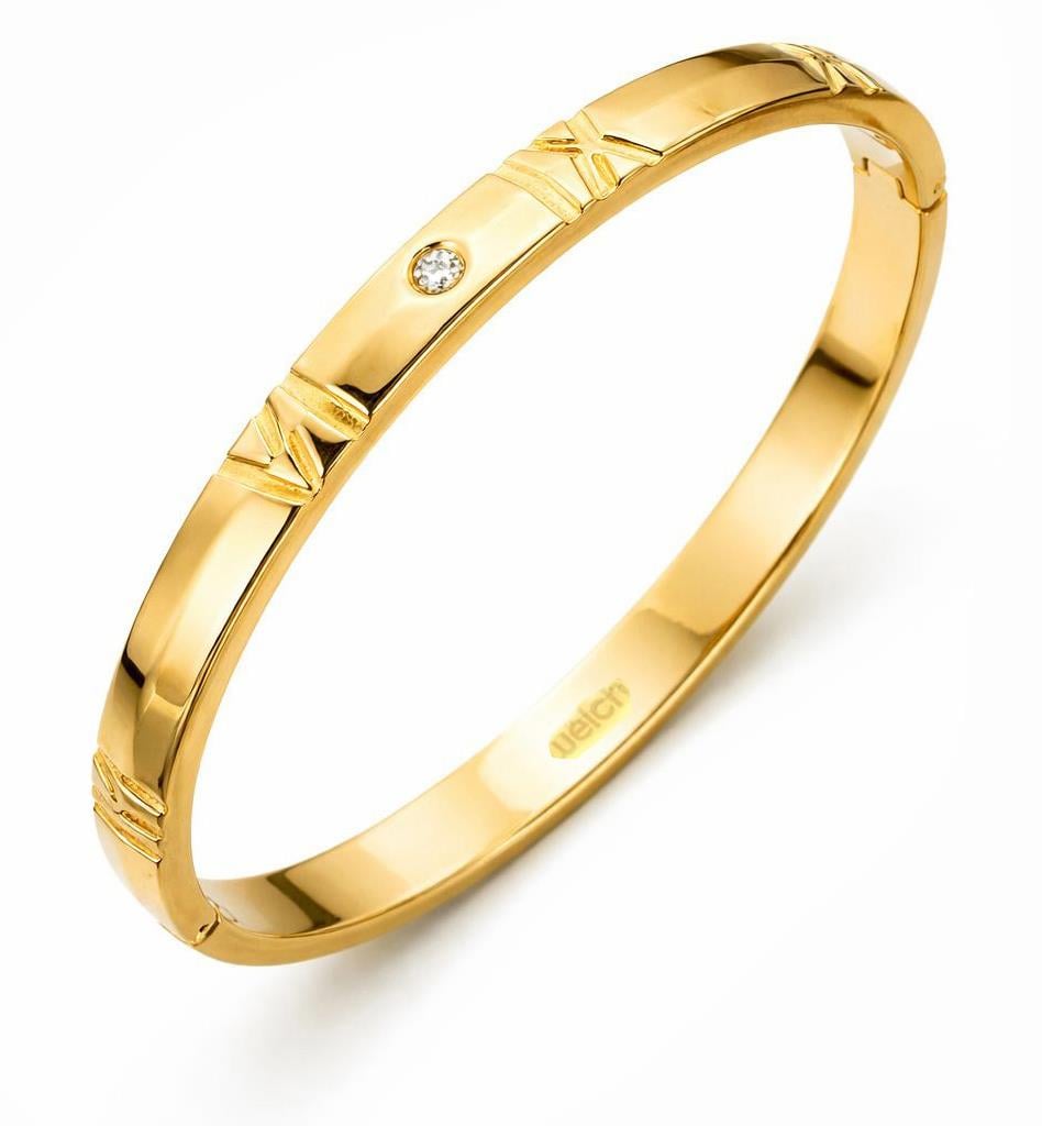 Welch Gold Taşlı Kadın Çelik Bileklik Kadın Bileklik Modelleri ve Takı - WELCH 