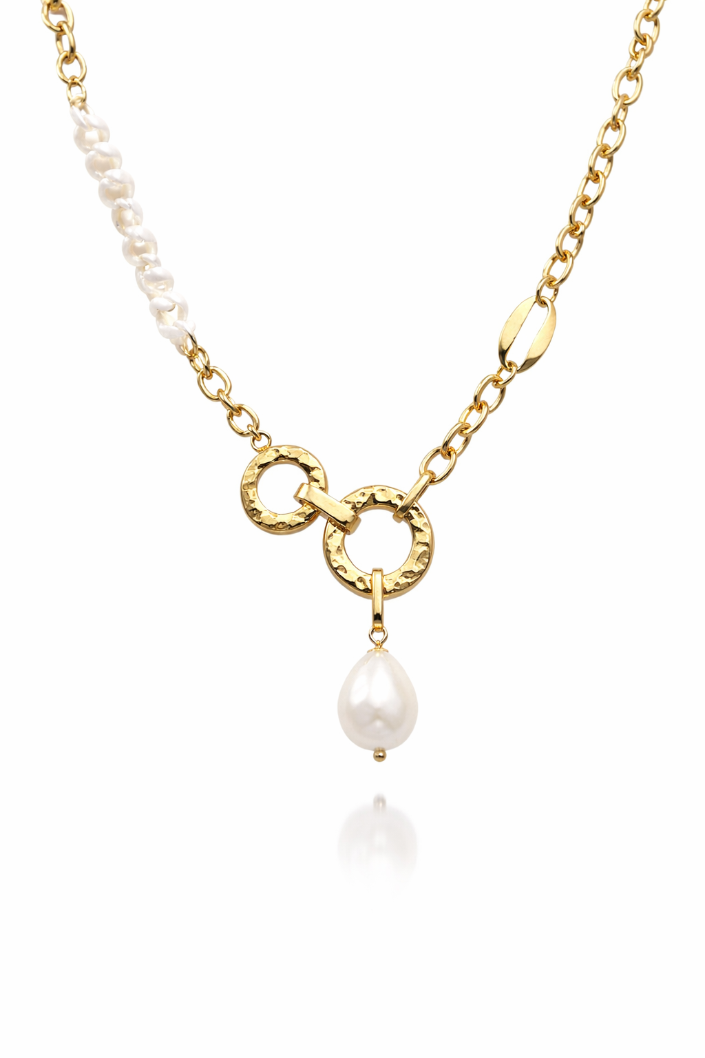 ​​Welch Gold Steel Chain Pearl Necklace