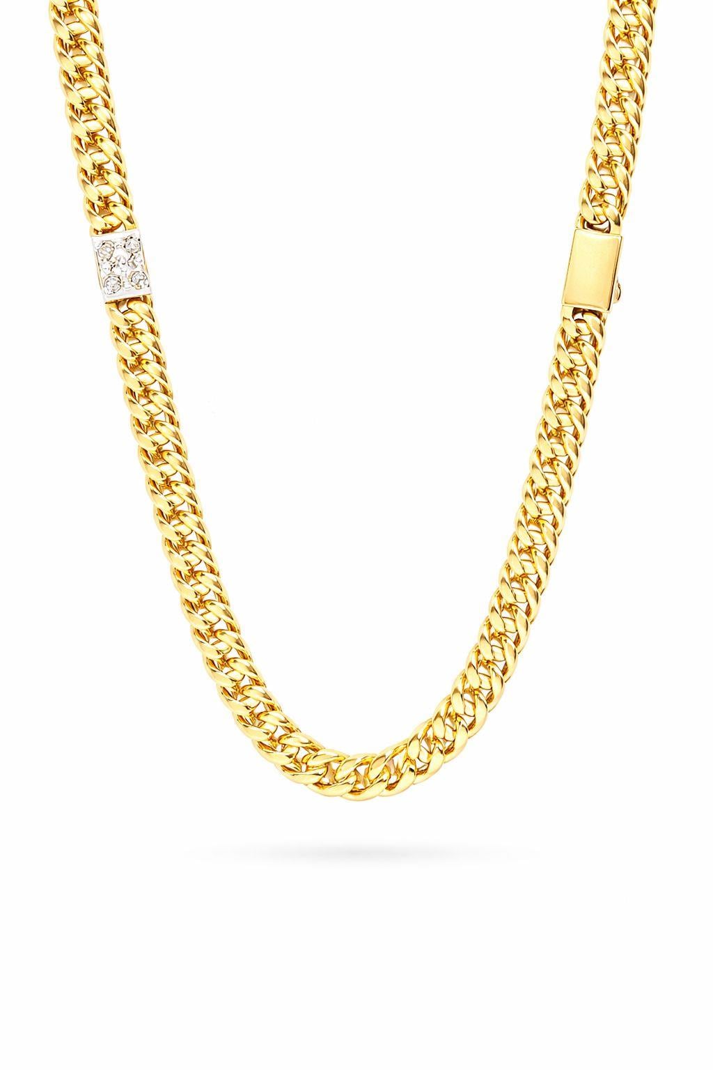 Welch Gold Çelik Zincirli Kare Taşlı Kolye Kadın Kolye ve Kadın Çelik Kolye Modelleri - WELCH 