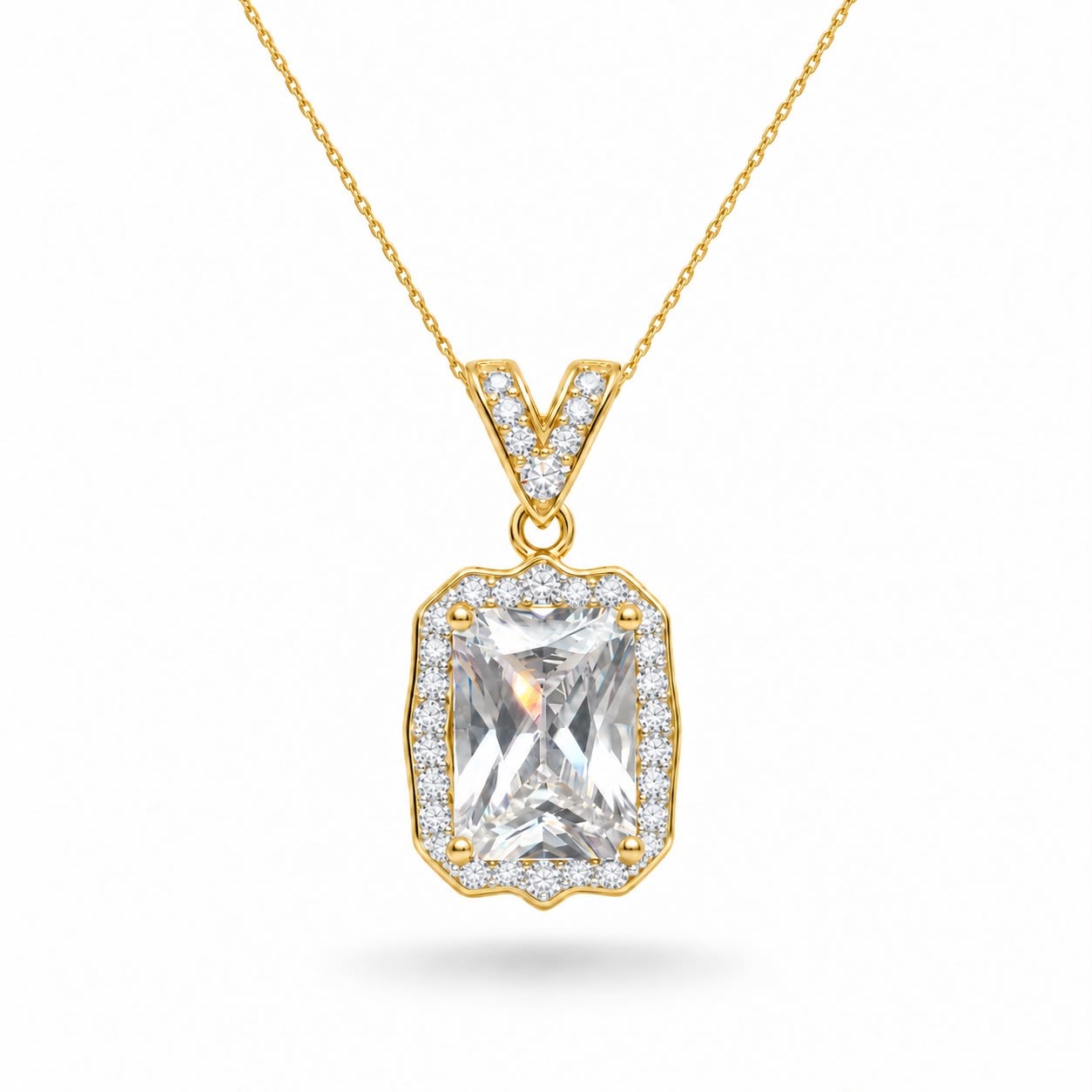 Welch Kararmaz Gold Renk Dikdörtgen Kesim Taşlı Gümüş Kolye - 925 Ayar Gümüş Kararmaz Gold Renk Dikdörtgen Kesim Taşlı Gümüş Kolye ve Gümüş Kolye Modelleri | WELCH 