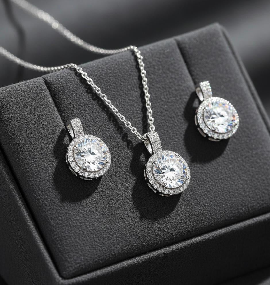 Welch Milano 925 Ayar Kararmaz Gümüş Kolye Küpe Set