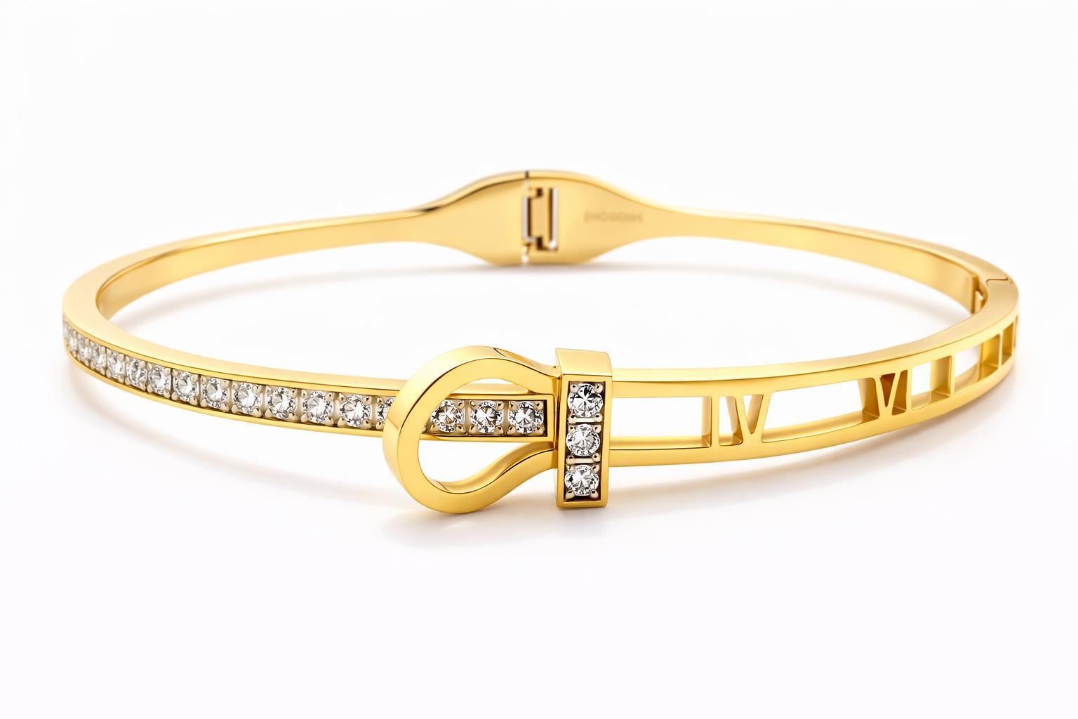 ​Welch Gold Taşlı Çelik Roma Rakamlı Bileklik Şık Kadın Bileklik Modelleri - WELCH 