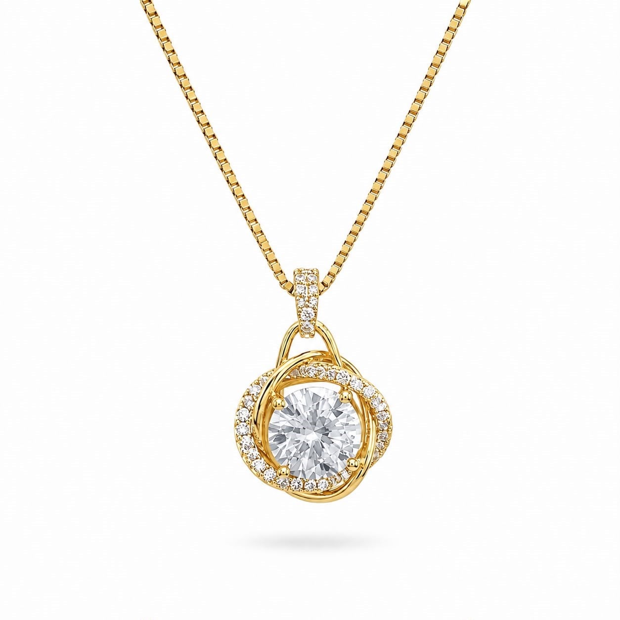 Welch Orbit Solitaire Gold Kolye - 925 Ayar Gümüş Taşlı Orbit Tektaş 925 Ayar Gümüş Kolye ve Gümüş Kolye Modelleri | WELCH 