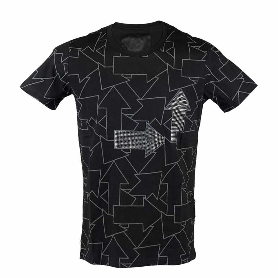 U-1945 Mc Element Taşlı Yön Oklu T-Shirt