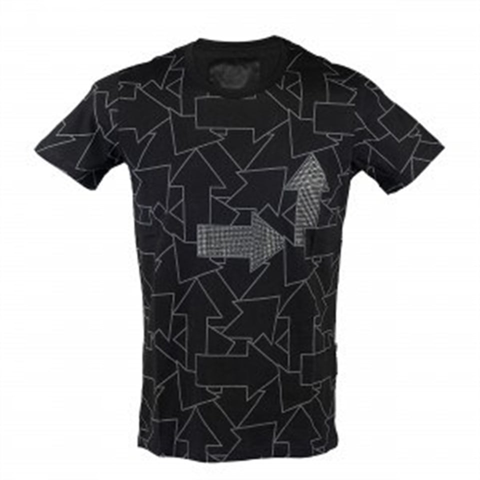 U-1945 Mc Element Taşlı Yön Oklu T-Shirt
