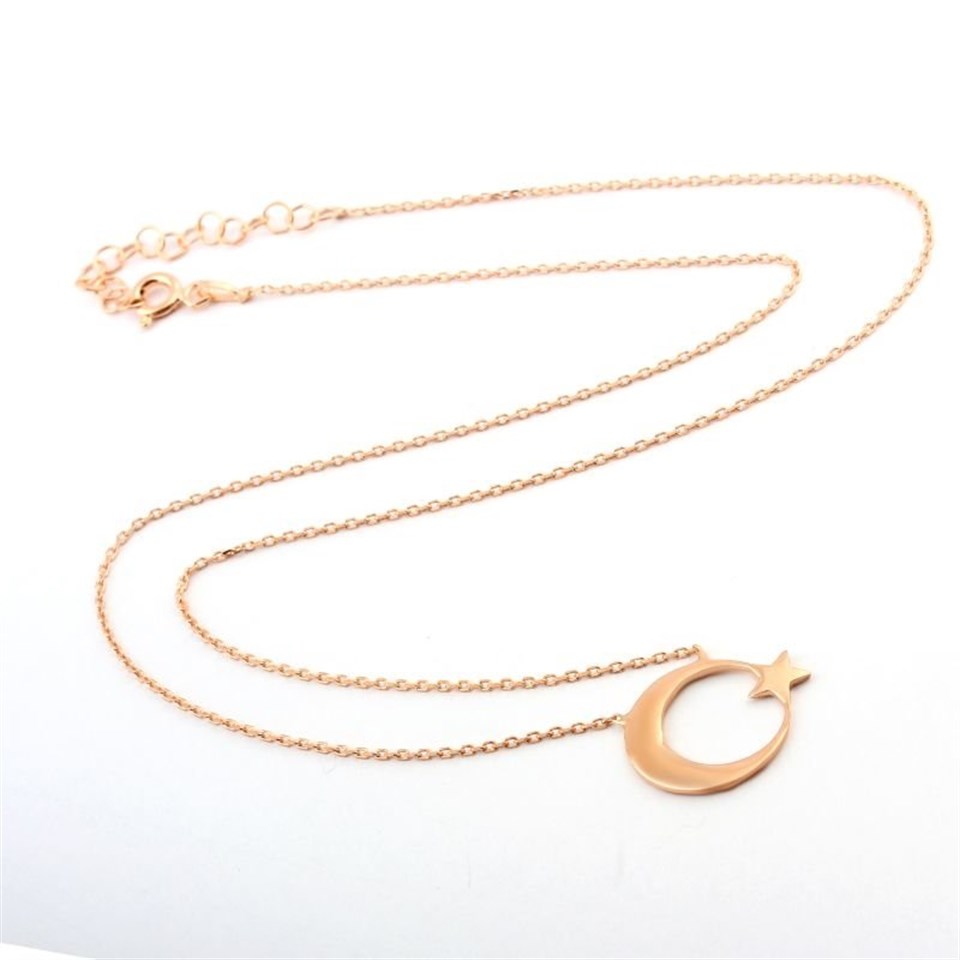 Welch 925 Sterling Silver Moon Star Rose Silver Necklace