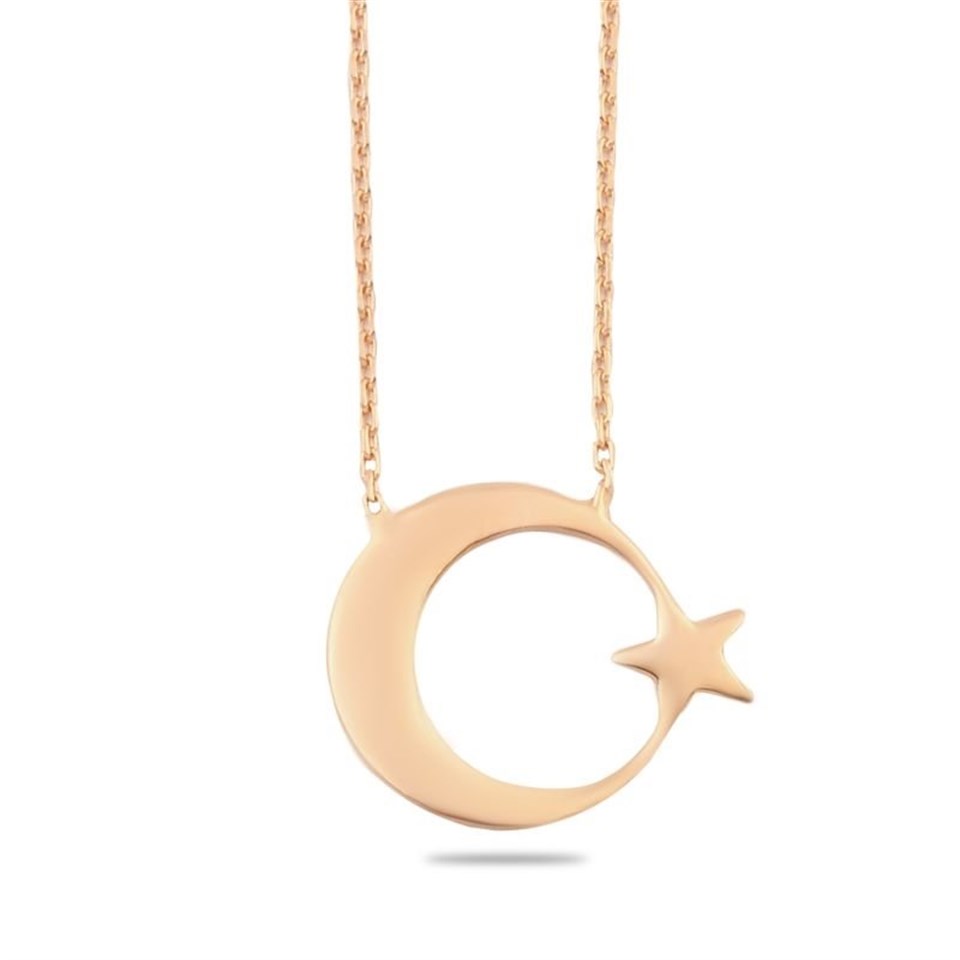Welch 925 Sterling Silver Moon Star Rose Silver Necklace