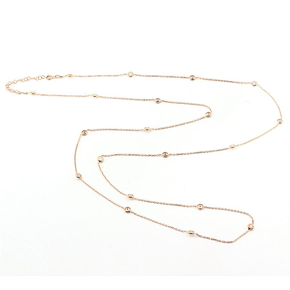 Welch 925 Sterling Silver Long Chain Stone Necklace