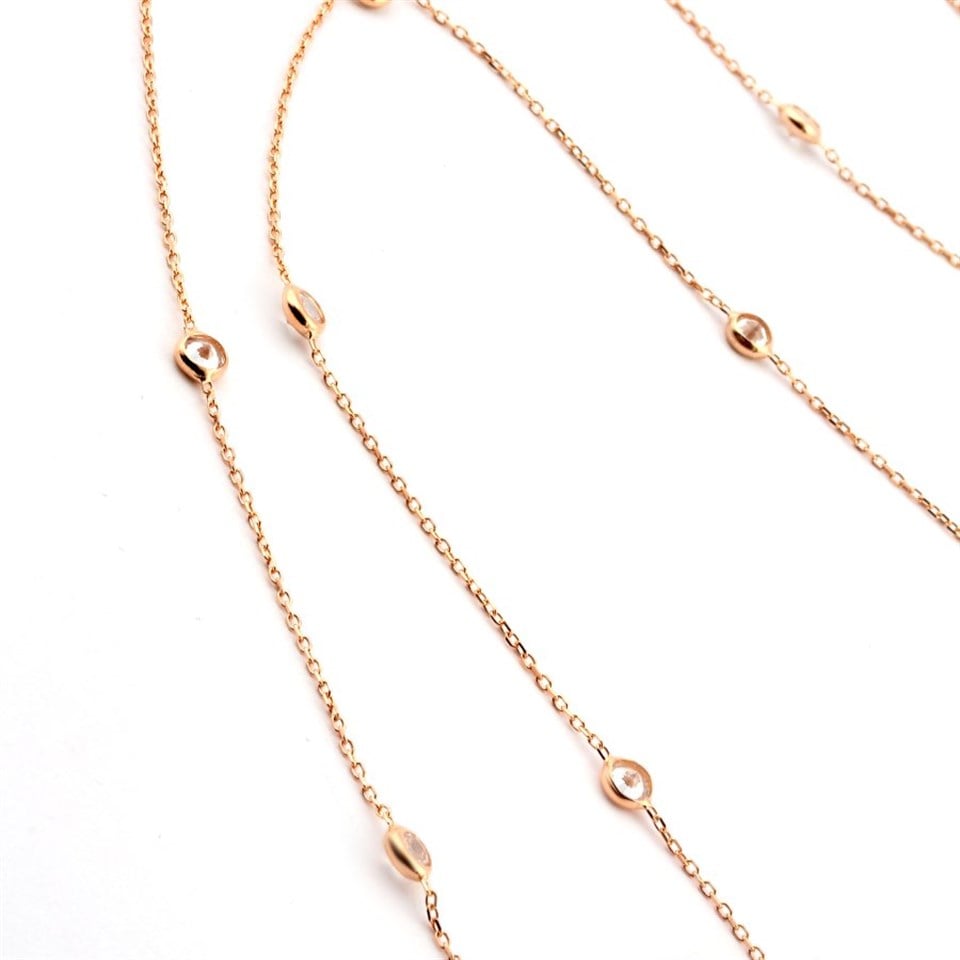 Welch 925 Sterling Silver Long Chain Stone Necklace