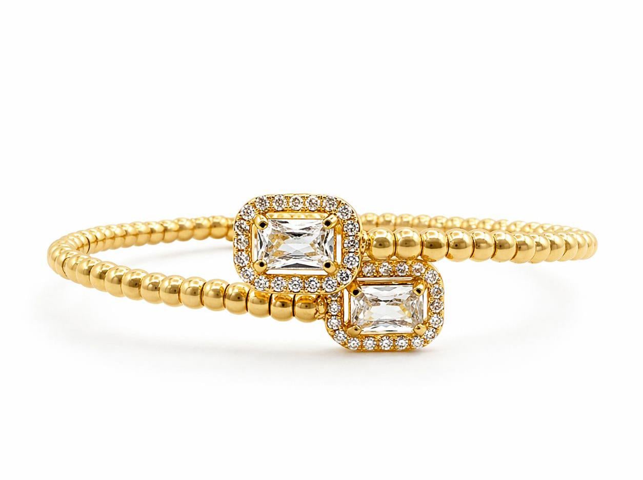 Welch Baget Taşlı Elastik Gold Çelik Bileklik Welch Baget Taşlı Elastik Gold Çelik Bileklik – Esnek & Şık Tasarım 