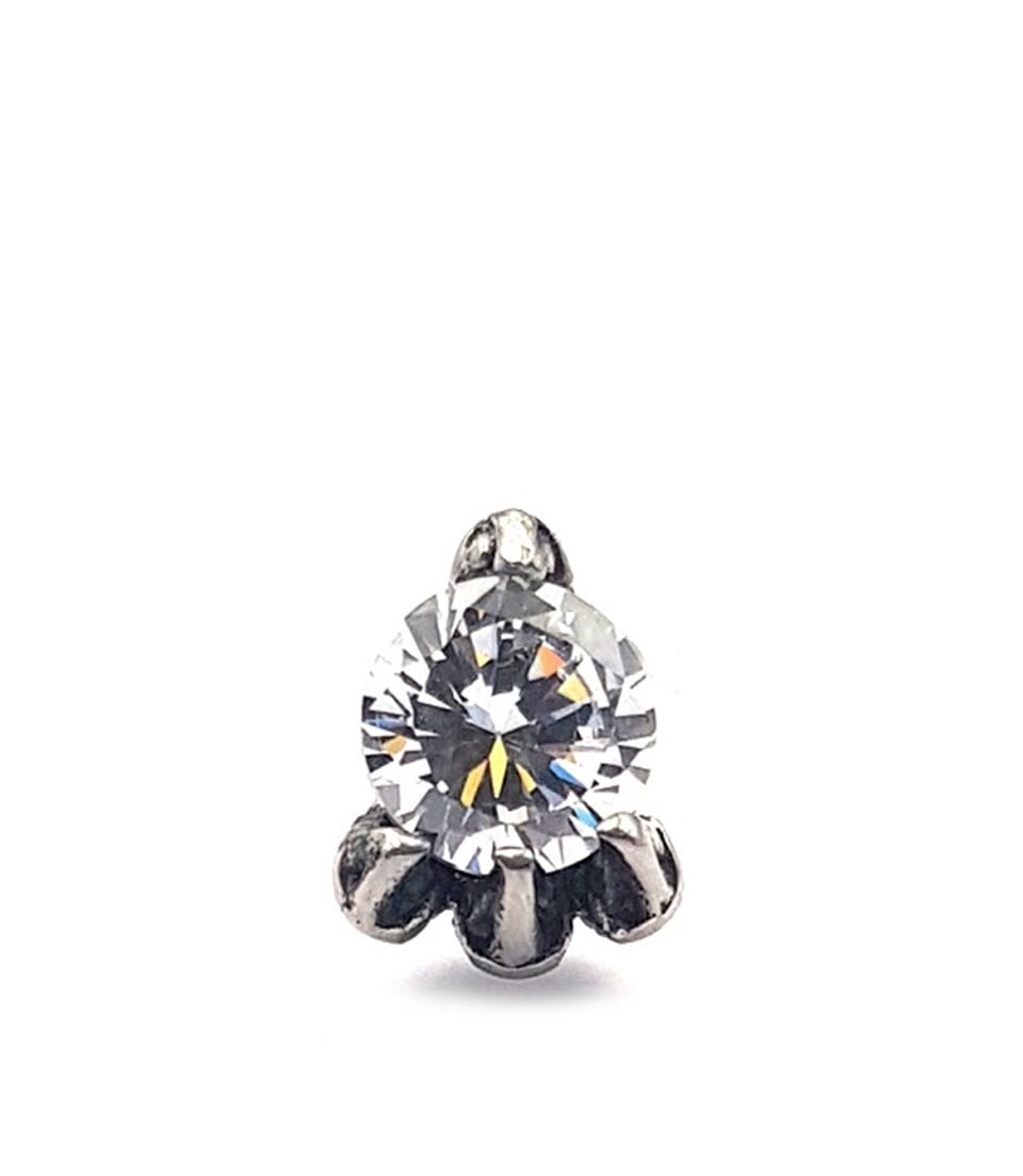 Welch Mens White Stone Steel Earrings