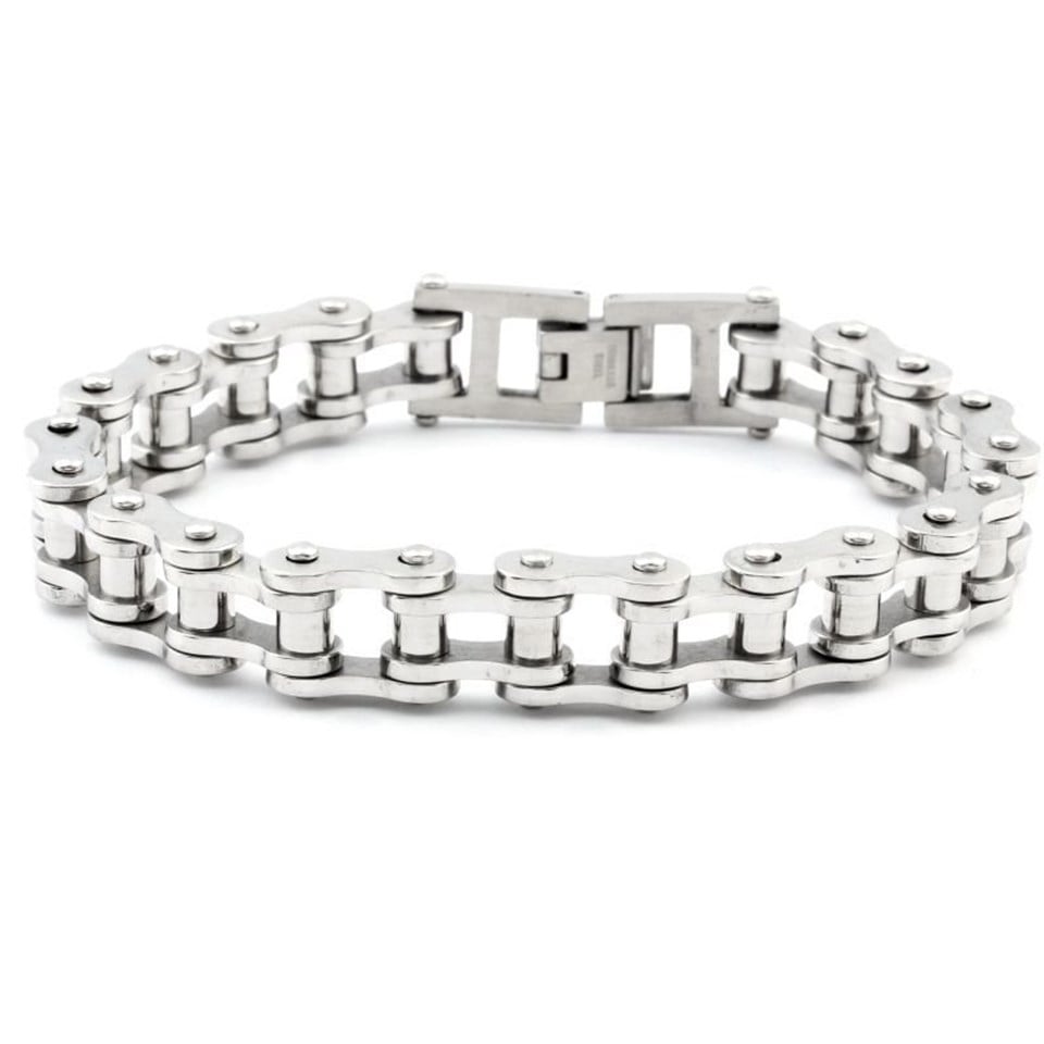 Welch Bicycle Chain White Mens Steel Bracelet