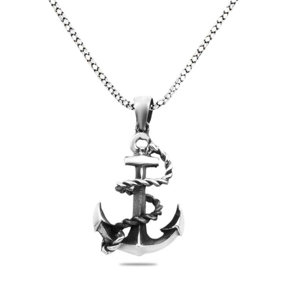 Welch Anchor Mens Silver Necklace