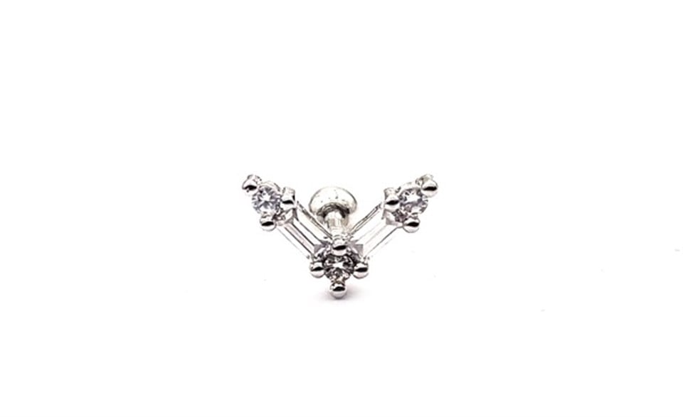 Welch Çelik Baget Taşlı V Tragus Helix Piercing