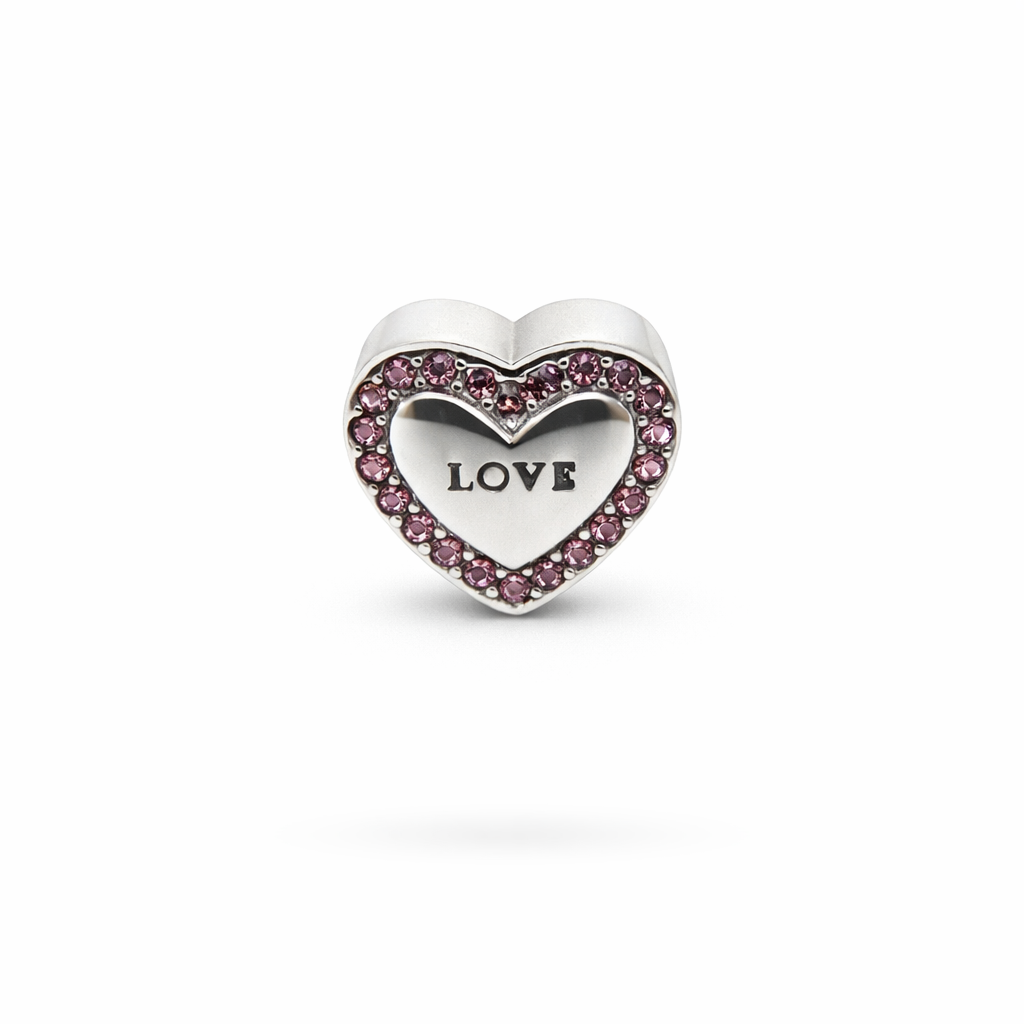 ​​​​​​​​​​​​​​​​​​​​​​​​​​​​​​​​​​​​​​​​​​Welch Çelik Pembe Taşlı Kalp Love Charm Boncuk Welch Çelik Charm Modelleri - WELCH 