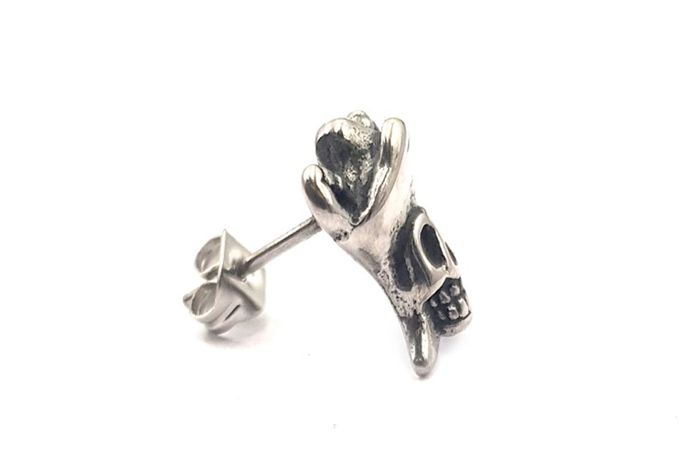 Welch Mens Steel Skull Pirate Earrings