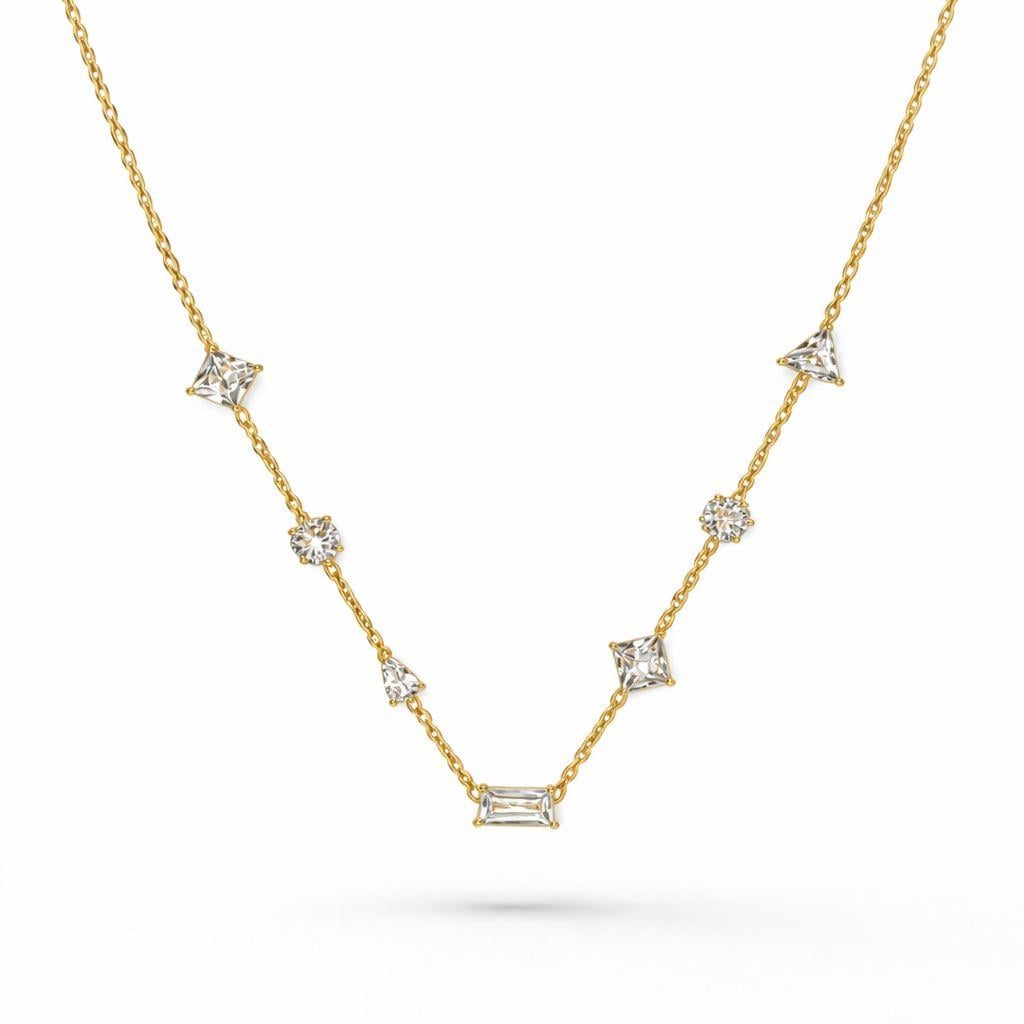 Welch Çelik Gold Renk Taşlı Minimal Kolye Welch Çelik Gold Renk Taşlı Minimal Kolye ve Kolye Modelleri - WELCH 