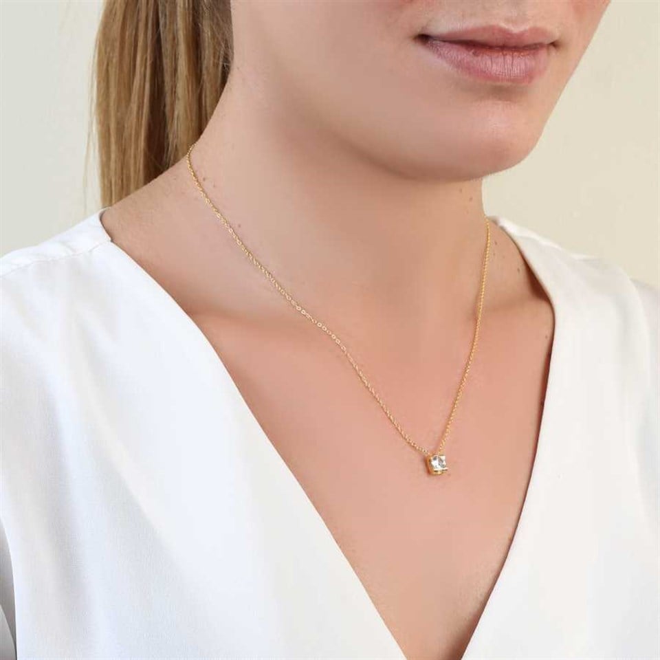 Welch Steel Gold Solitaire Necklace
