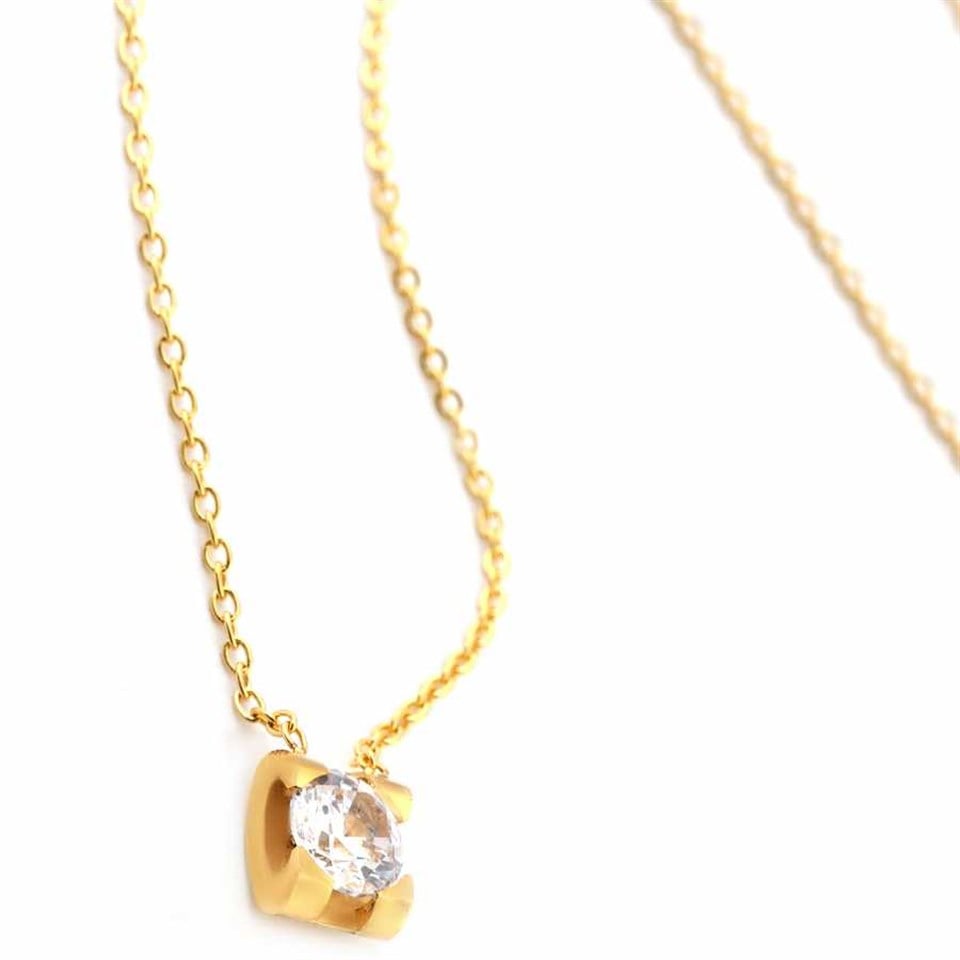 Welch Steel Gold Solitaire Necklace