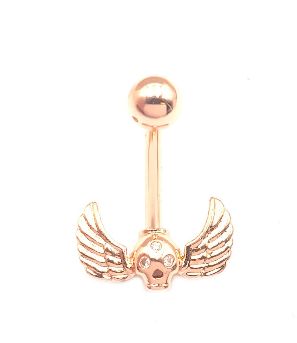 Welch Çelik Kanatlı Kuru Kafa Göbek Piercing