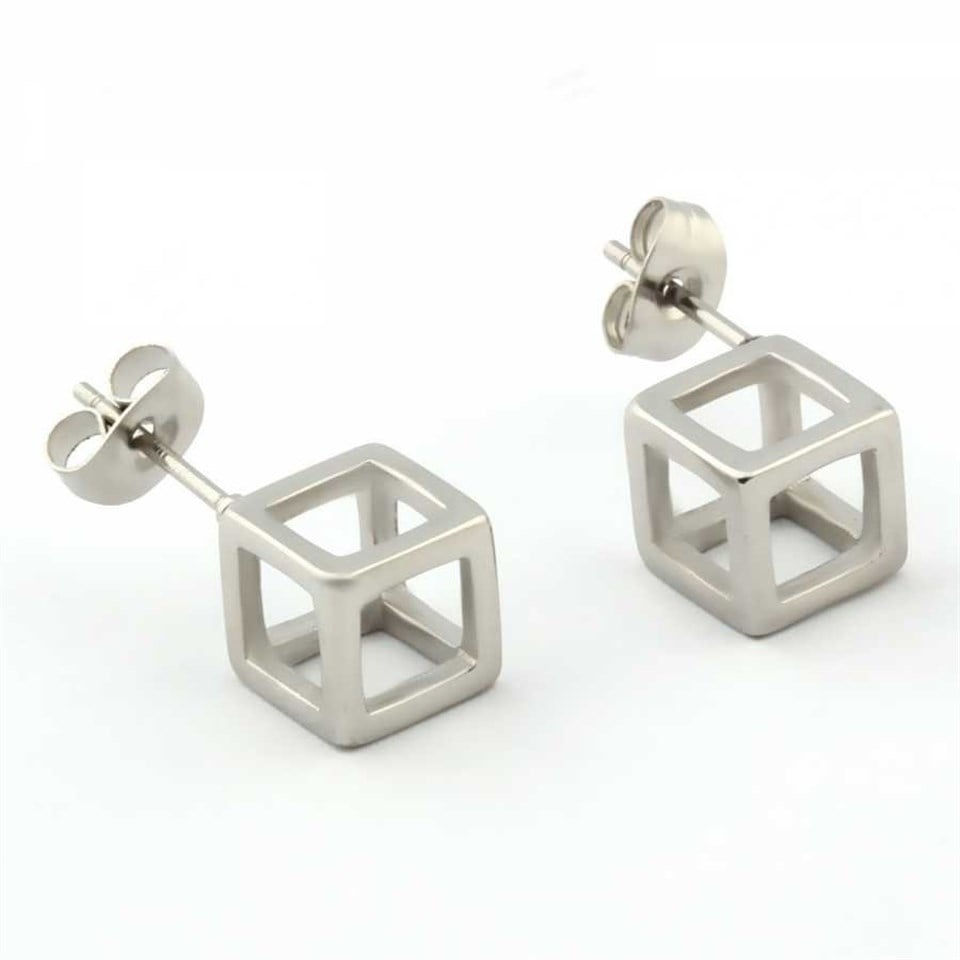 Welch Steel Cube Earrings