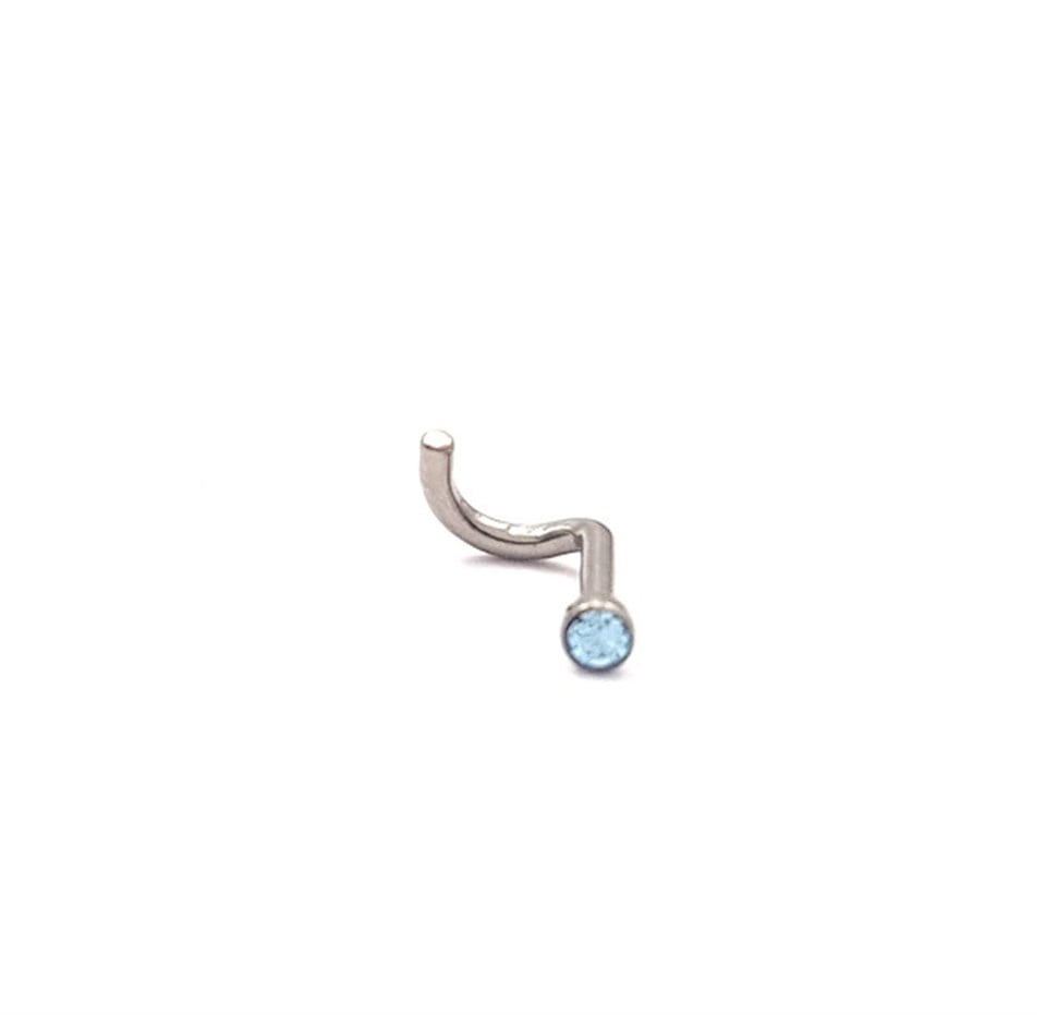 Welch Çelik Mavi Taşlı Burun Hızma Piercing