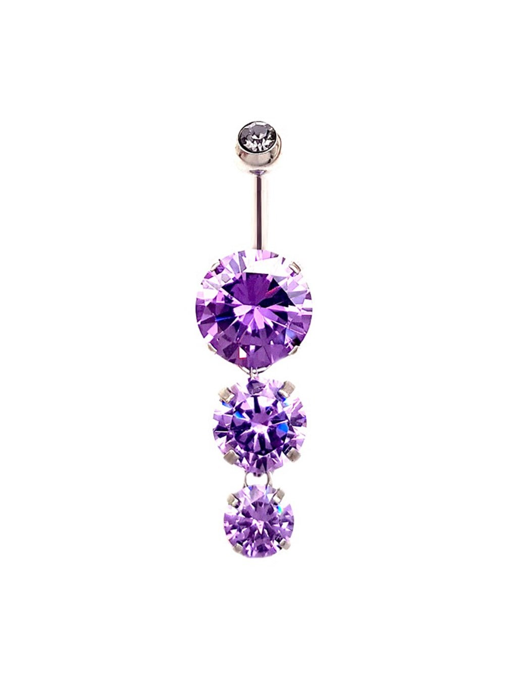 Welch Çelik Mor Taşlı Göbek Piercing
