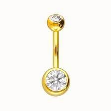 ​​​Welch Kadın Çelik Göbek Modeli Çift Taşlı Piercing Welch Çelik Piercing Modelleri - WELCH 